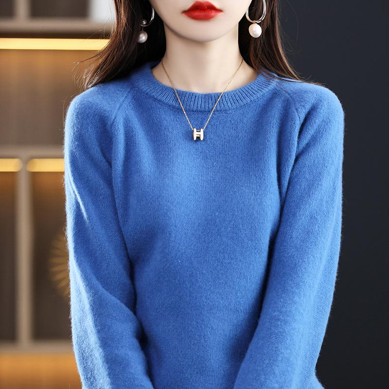 Women's Pure Wool Round Neck Sweater - New Autumn/Winter Loose Cashmere Pullover In Solid Colors