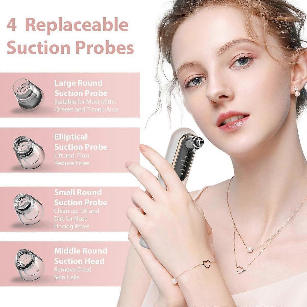 Blackhead Removal Vacuum, Blackhead Removal Tool with 4 Suction Probes, Blackhead Remover for Face, Cordless Pore Vacuum Acne Whitehead Remover, Black