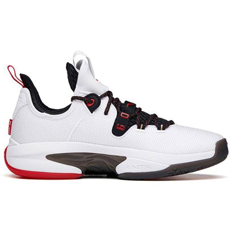 Anta GH2 'Five Stars' Anti-Slip Wear-Resistant Low-Top Basketball Shoes White Red Sneakers 112131103-5