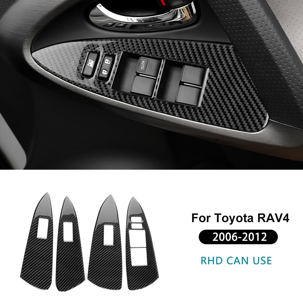 Real Soft Carbon Fiber Sticker For Toyota RAV4 2006 2007 2008 2009 2010 2011 2012 LHD RHD Car Door Window Panel Interior Trim