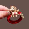 Cute Red Rope New Year Red Hair Rope 2026 Alloy Horse Year Hair Ring Bracelet Chinese Style Horse Year Rubber Band Girls