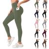 Women's Fashion Color Stitching High Waist Hip Pocket Outdoor Sports Pants Fitness Tight Base Cropped Pants