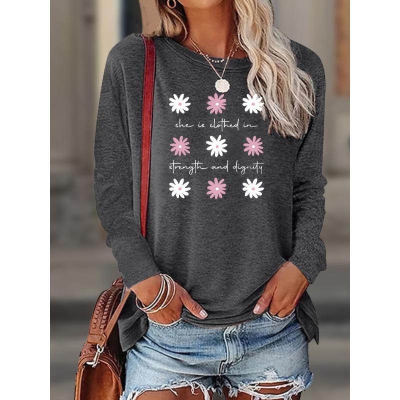 Women's Vintage Floral Print Long Sleeve T-Shirt