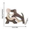 Cute Wood Dog Human Statue Craft Figurine Desktop Table Ornament Carving Model Home Room Decoration Pet Sculpture Christmas Gift