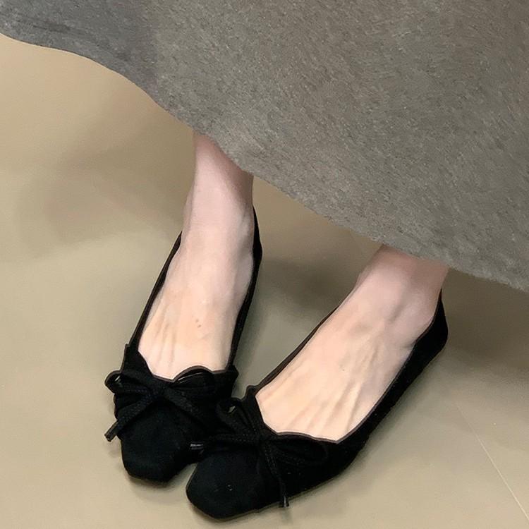 [Fanfna] 2025 autumn new bow light mouth single shoes versatile fairy style low heels fashion women's shoes
