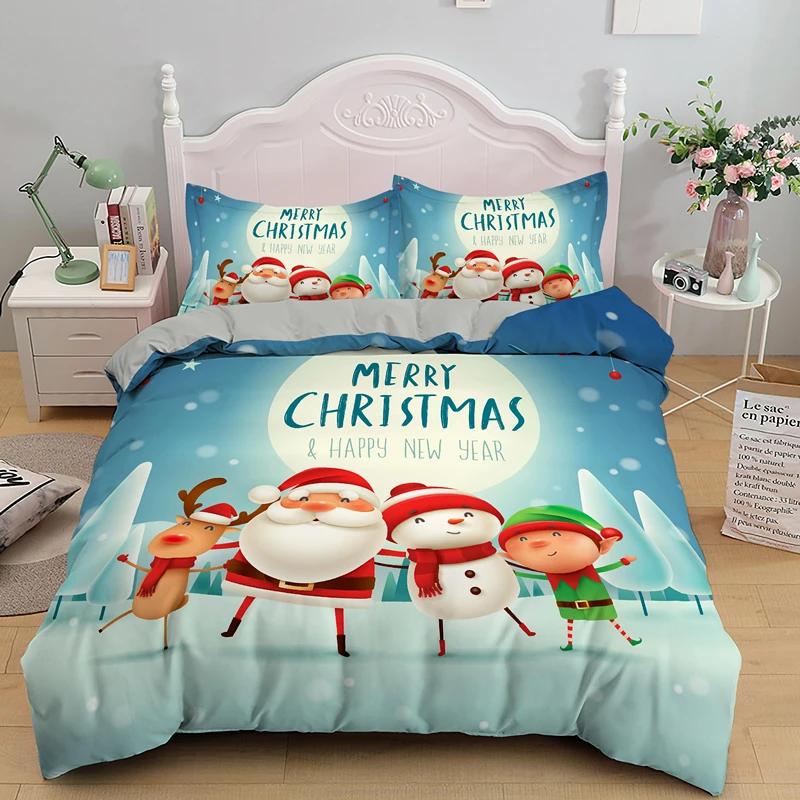3D Printed Merry Christmas Bedding Set Queen/Twin/King Size  Christmas Decoration Home Bedclothes with Bedding Pillow