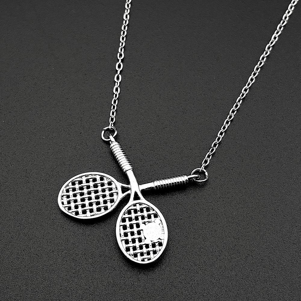 Tennis Racket Hiphop Pendant Necklace  Women Men Stainless Steel Gold Color Rhinestone Sports Personalized Accessories Jewelry
