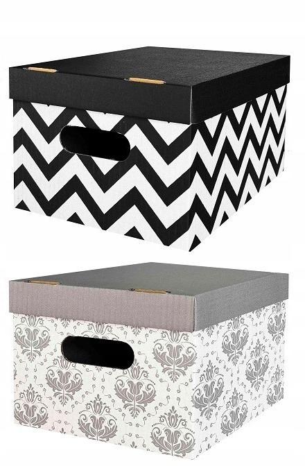 Pudełko z pokrywką biały, czarny, odcienie szarości i srebra, wielokolorowy 1szt