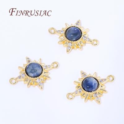 18K Gold Plated Brass Sun Pendants For Necklaces Accessories,DIY Charms Connectors For DIY Earrings Making Jewelry Findings