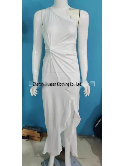 WISH European & American Ruffle Big Swing Slit Floor-Length Evening Dress