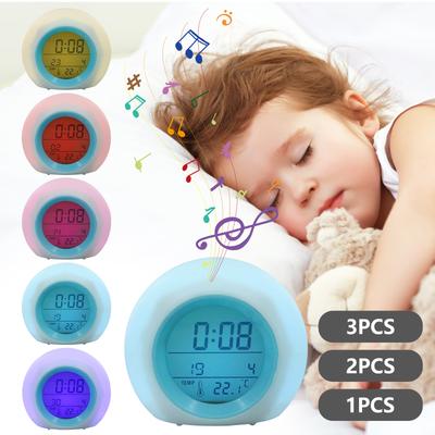 Kids Alarm Clock 7 Color Night Light Toddler Sleep Training Clock Cute Night Light for Children Bedroom Boy Girls Birthday Gift