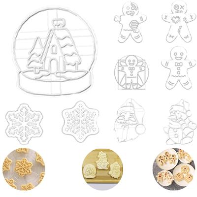Christmas Gingerbread Cookie Cutters Snowflake Santa Cookie Mold Cookie Tool Biscuit Stamp Christmas Kitchen DIY Baking Supplies