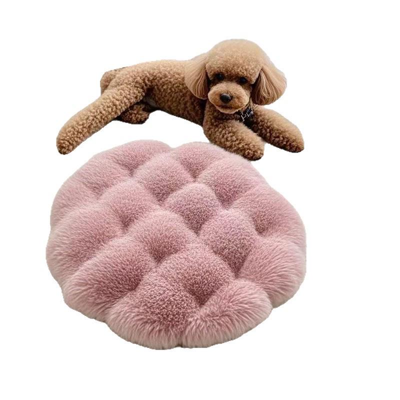 Ganzjahres-Haustier-Liegepolster - Katzen- und Hundebettmatte, fusselfreies Blasen-Fleece, runde Decke
