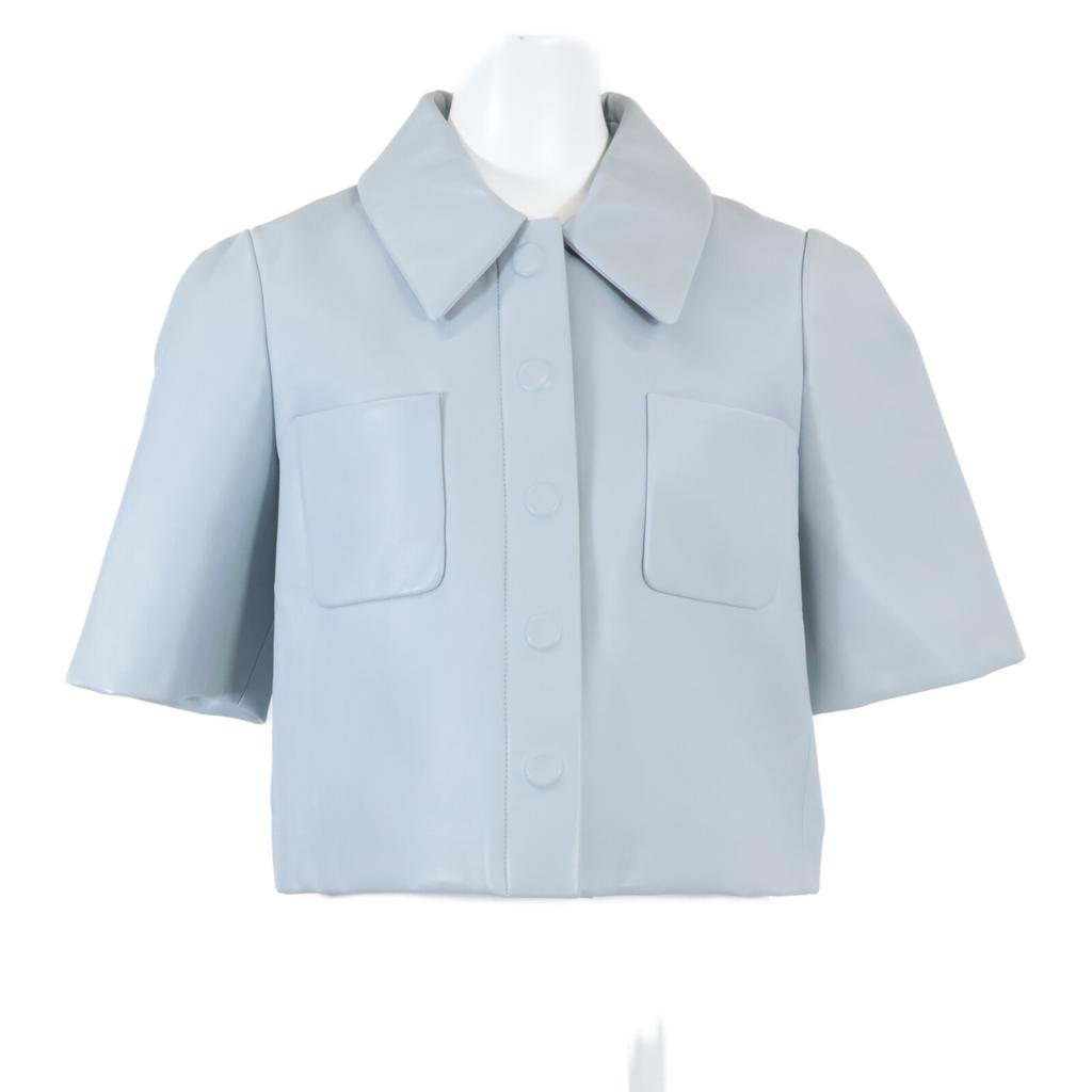 LOEWE [New/Domestically Manufactured/2023AW] S540Y30L44 Bonded Lambskin Cropped Shirt Jacket 40 Powder blueUsed