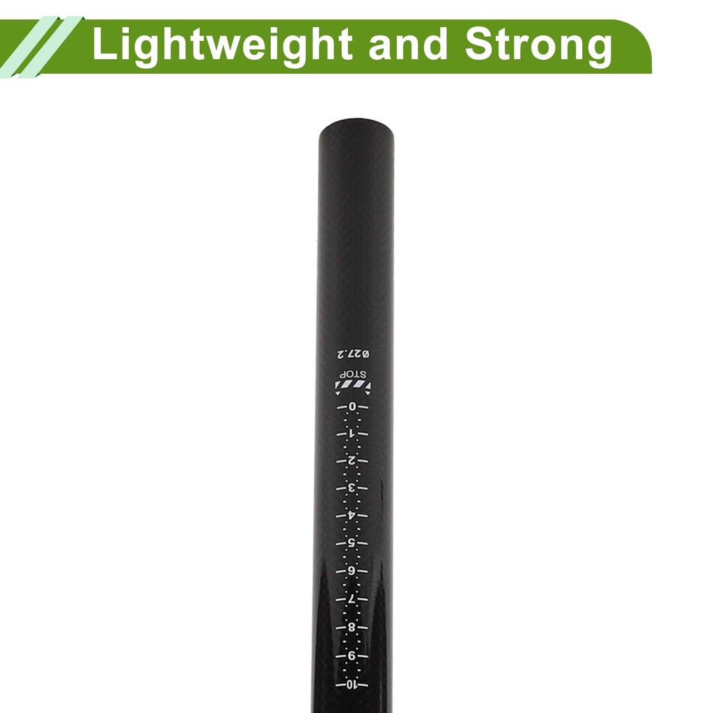 HOPESPANNER Universal 27.2x350mm Carbon Fiber Pattern Gloss Black Bicycle Seatpost Shock Absorbing Bike Saddle Post Seat Tube Carbon Fiber 1 Piece