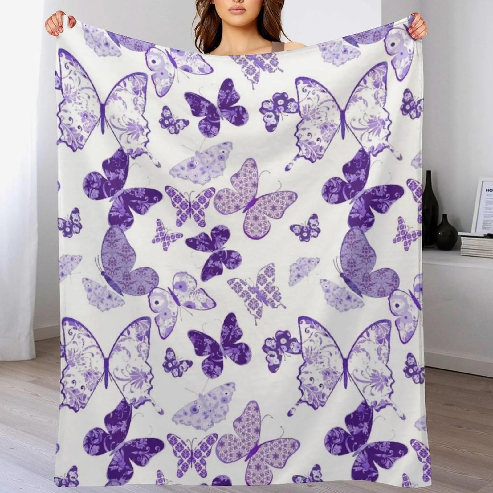 

Beautiful Purple Butterflies A Throw Blanket Multi Use Warm Blanket for Living Room Bedroom 102x76cm(40x30in)