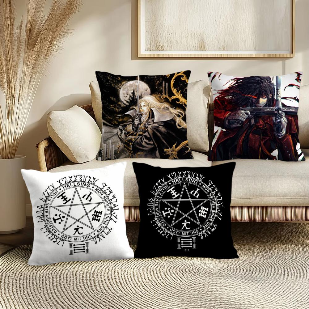 Anime C-Castlevania Cushion Cover Soft Short Plush Pillow Cover Smooth Cozy Texture Aesthetic Cushion Case Home Decor