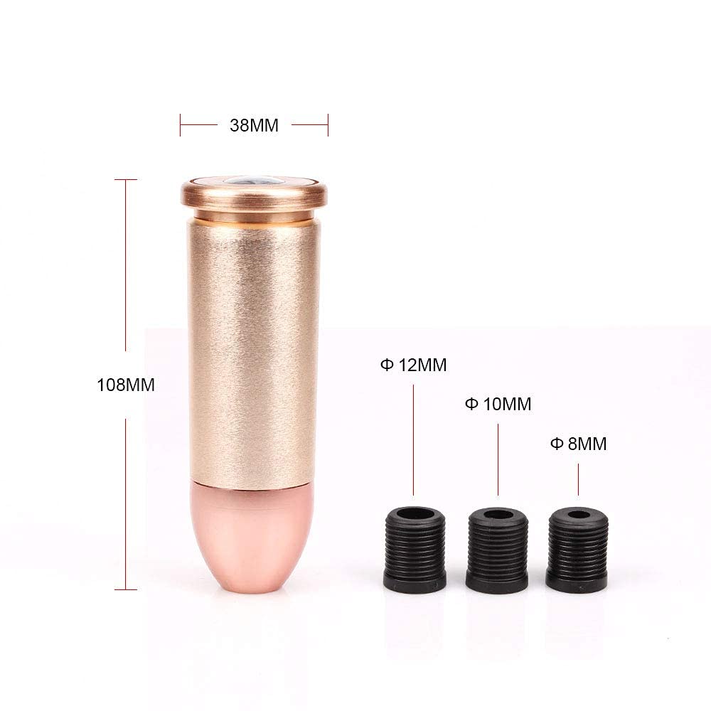 BAOQI Universal Bullet Shape Style Shift Knob M12 M10 M8 Style Manual Transmission Gear Shift Knob Lever Brass