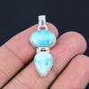 Natural Larimar Gemstone Pendant, 925 Sterling Silver, Handmade Two Gemstone Pendant Jewelry, Valentine's Day Gift For Her