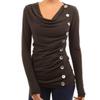 Cotton Long Sleeve T Shirt With Single Breasted Slim Fit And V Neck For Office Wear