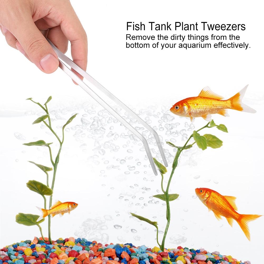 Stainless Steel Aquarium Water Plants Fish Tweezers Aquascaping Tool(27cm Straight Head)