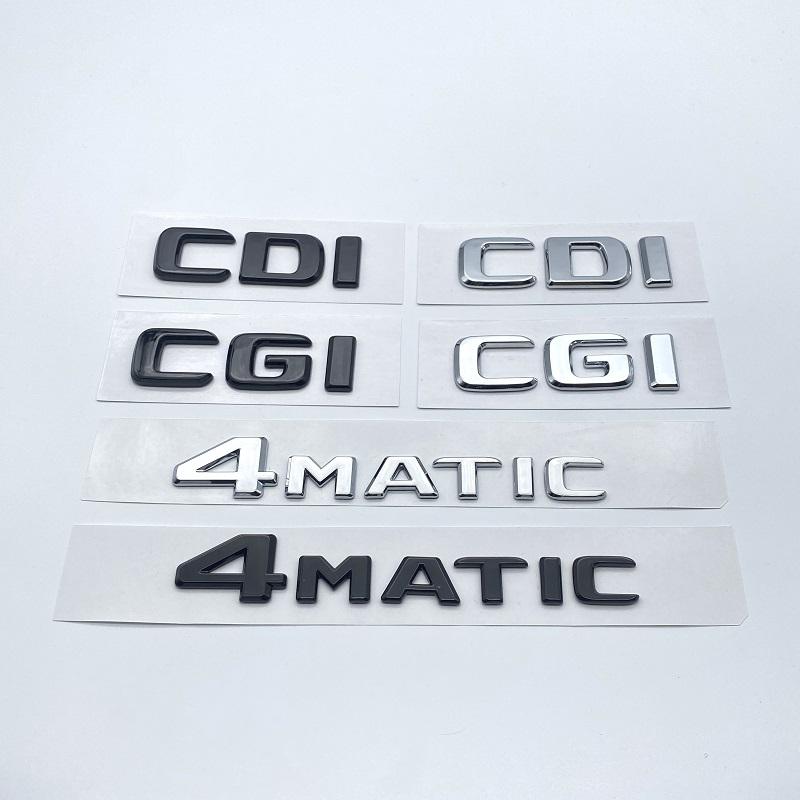 Buchstaben-Emblem für Mercedes Benz CDI CGI TDI 4Matic, Auto-Styling, Kofferraum-Namensschild, Logo-Aufkleber, flache Schriftarten, silberfarben glänzend