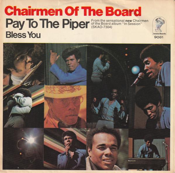 

7-дюймовая пластинка CHAIRMEN OF THE BOARD - Pay To The Piper / Bless You IS9081 Invictus 1970 UK Соул/Фанк Б/У
