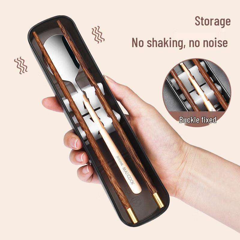 Mei Chu Łyżka ze stali nierdzewnej 316L i zestaw drewnianych pałeczek