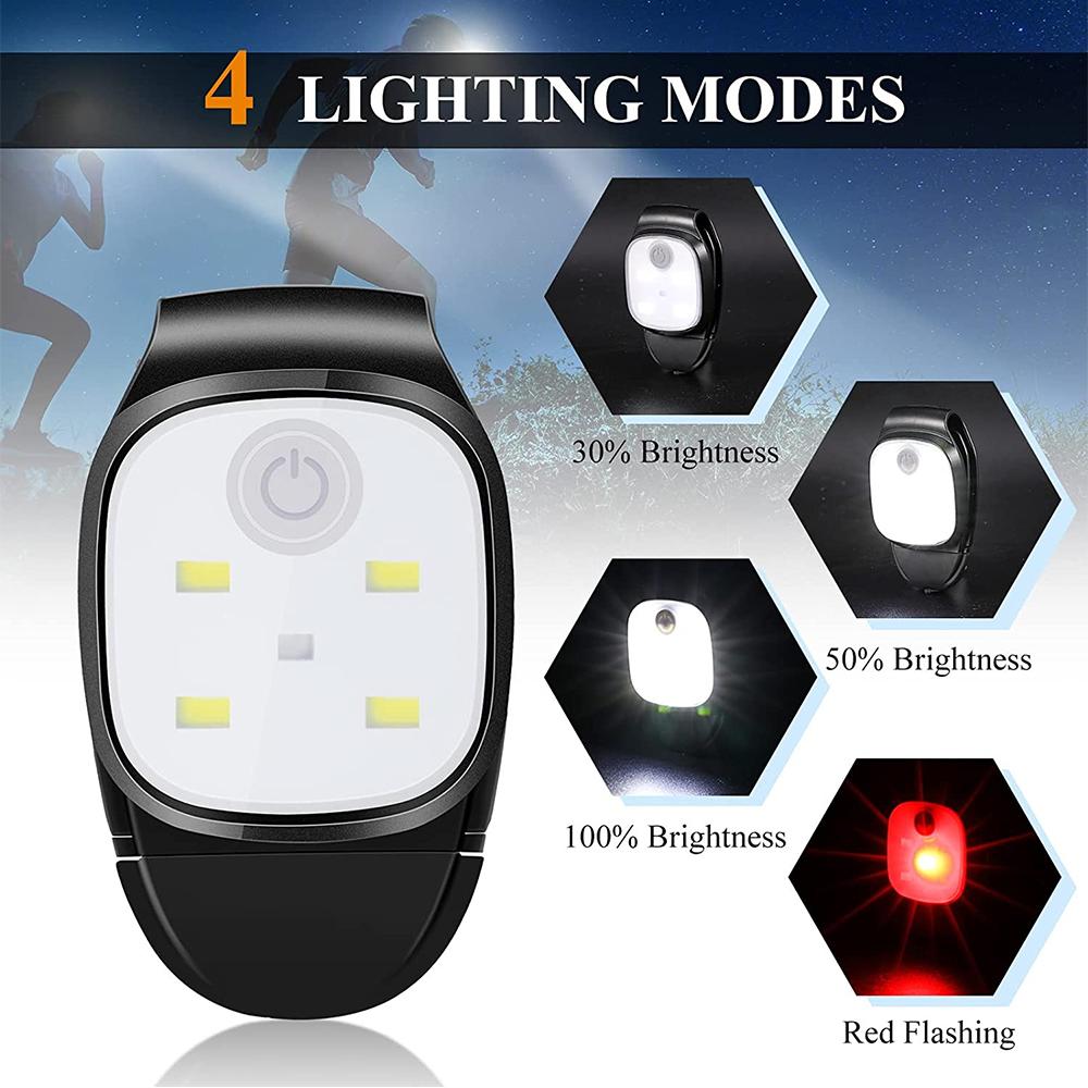 2x USB Rechargeable LED Outdoor Night Running Light for Runners Camping Plastic