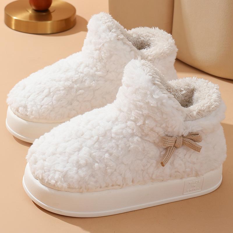 

Autumn and winter new couple cotton slippers velvet warm lamb wool home shoes non-slip thick-soled postpartum confinement shoes size 40-41 [shoes are 1-2 sizes smaller]