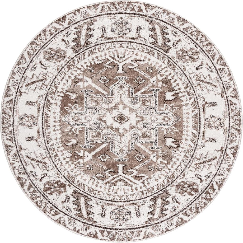 Retro Ethnic Style Round Carpet Geometry Print Bohemia Floor Mat Multiple Sizes Home Decor Anti-slip Rug for Living Room Bedroom