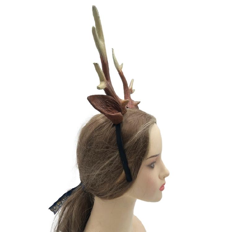 Animal Deer Ears Headband Realistic Deer Antler Hairband Cosplay Deer Costume for Halloween Reindeer Antlers Headband