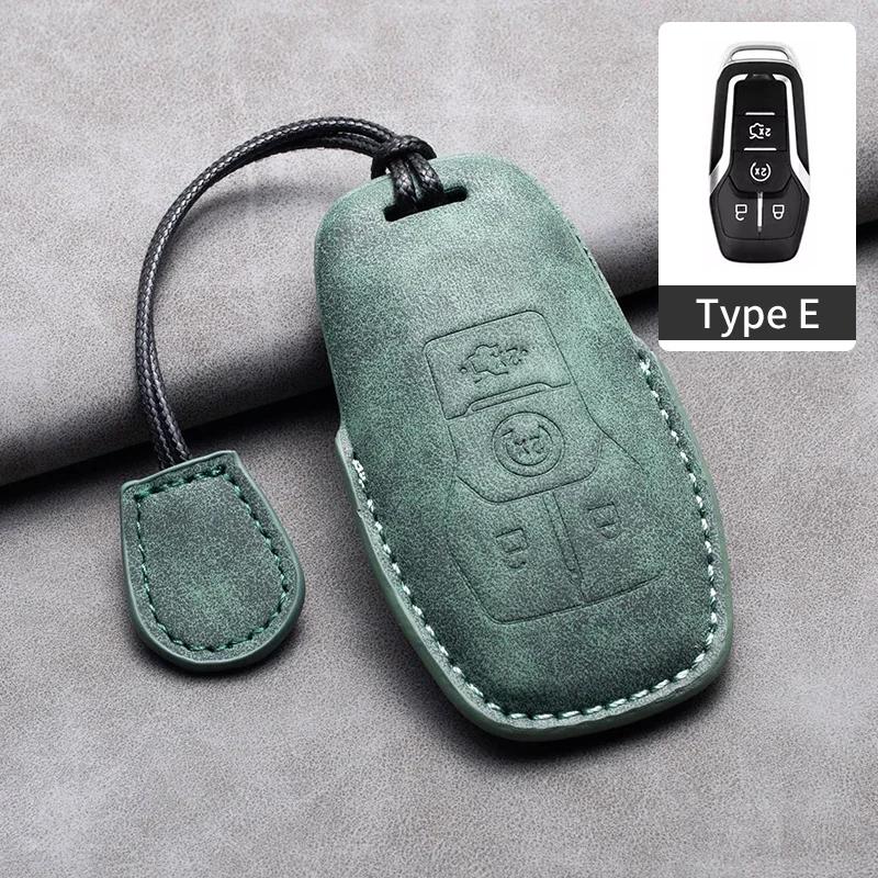 Leather Car Key Case Cover for Ford Edge Fusion Mustang Explorer F150 F250 F350 Ecosport Edge S-MAX Ranger for Lincoln Mondeo