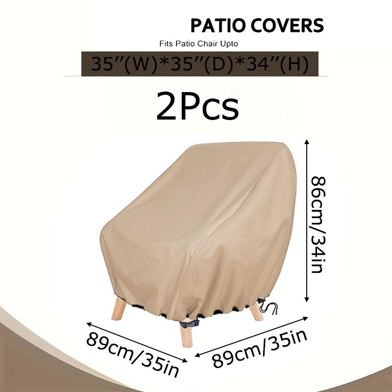 2PCS Outdoor Chair Protective Cover Oxford Cloth Chair Cover Khaki Waterproof Chair Covers 2-Pack Durable Outdoor Seat Protectors