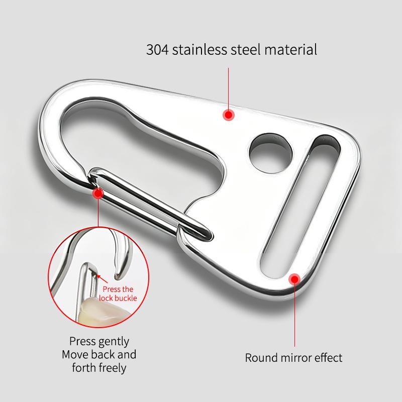 texture1 3 Pcs Heavy Duty Stainless Steel Eagle Mouth Snap Hook Carabiner Buckle for Outdoor Adventure Climbingdaily necessities