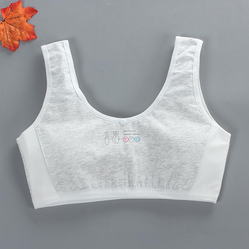 

Хлопковая сетка Летний дышащий бюстгальтер для девочек-подростков, жилет, нижнее белье для учениц средней и старшей школы, детское нижнее белье серый