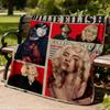 1pc Billie Eilish Outdoor Flannel Blanket, Cozy & Warm Soft Te Playful Design, Napping Camping,