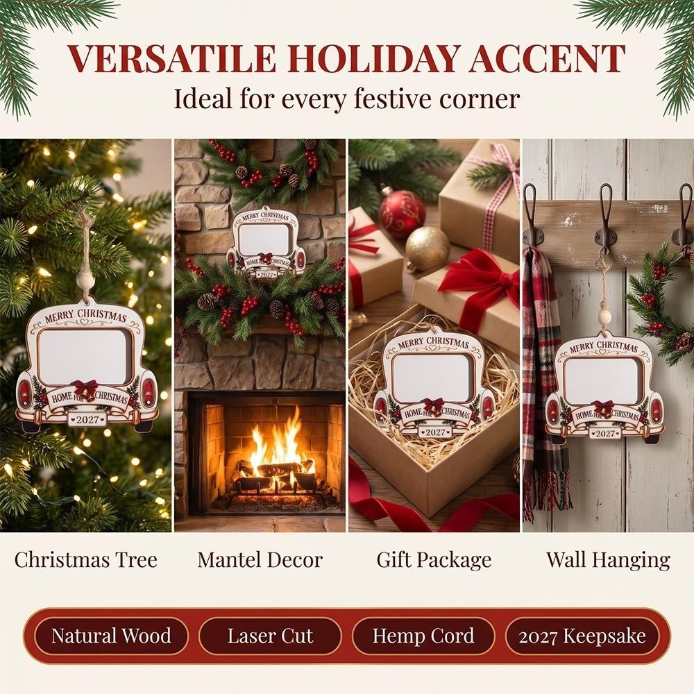 DIY Craft Pendant Christmas Photo Frame Wooden Xmas Tree Hanging Decor  Christmas Ornament