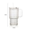 Portable Large Capacity Glass Straw Cup Durable Handle Transparent Glass Tumbler Cup Sealed Cover Drinkware Office Use