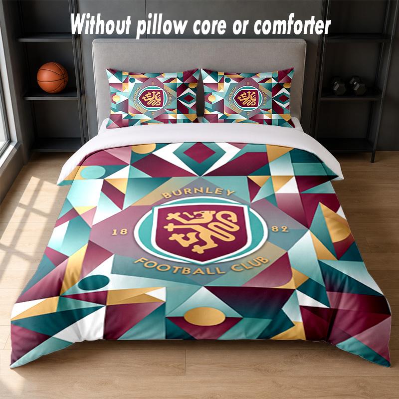 Burnley Football Design Bed Bedding Set 1 Duvet Cover + 2 Pillowcases Soft Breathable Household Bed Linens