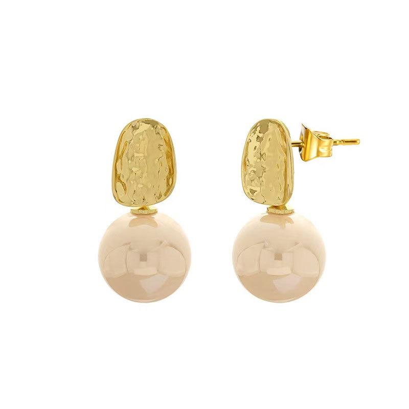 French Retro Pearl Geometric Earrings Exaggerated Fashion Temperament Stud Earrings Niche Light Luxury High-End Ear Jewelry