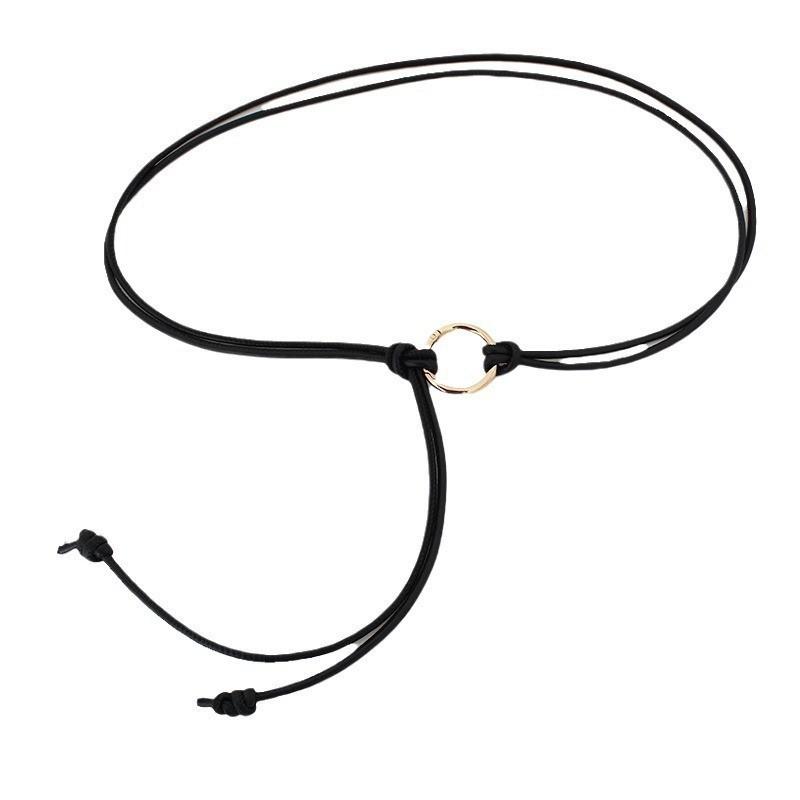 Elegant Soft Pu Leather Circle Knot Waist Belt For Women In Black Beige Camel Khaki