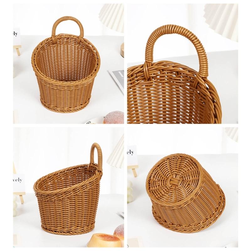 Vintage Wall Mounted Storage Basket Decorative Hanging Organizers For Homes With Sturdy PP Plastic Construction