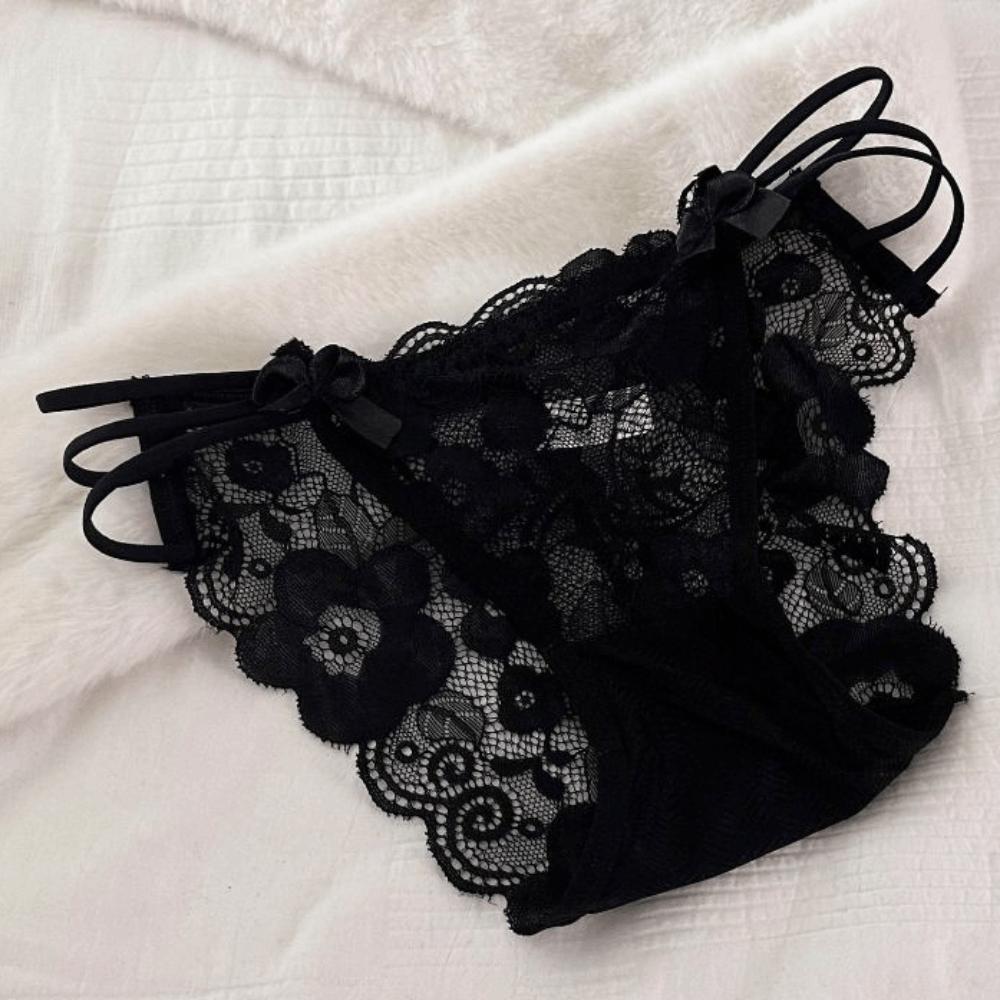 Bow French Style Briefs Transparent Lace Mesh Briefs Thin Strap Women Underwear  Girl