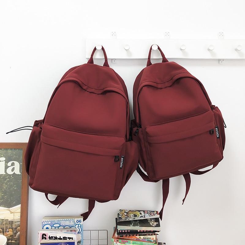 Lightweight Travel Backpack Women Large Capacity Backpack Solid Color Student Schoolbag
