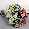 1pc Powerpuff Girls Automatic Folding Umbrella, Portable Collapsible Design, 8-Rib Iron Frame, , All-Season Casual Outdoor Accessory for Christmas Bir
