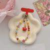 Pvc Star Face Emoji Phone Strap With Pink Heart Pendant For Girls And Teens