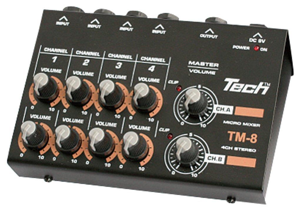 TECH TM-8 8-Channel Micro Mixer with Two 1.2m Cables