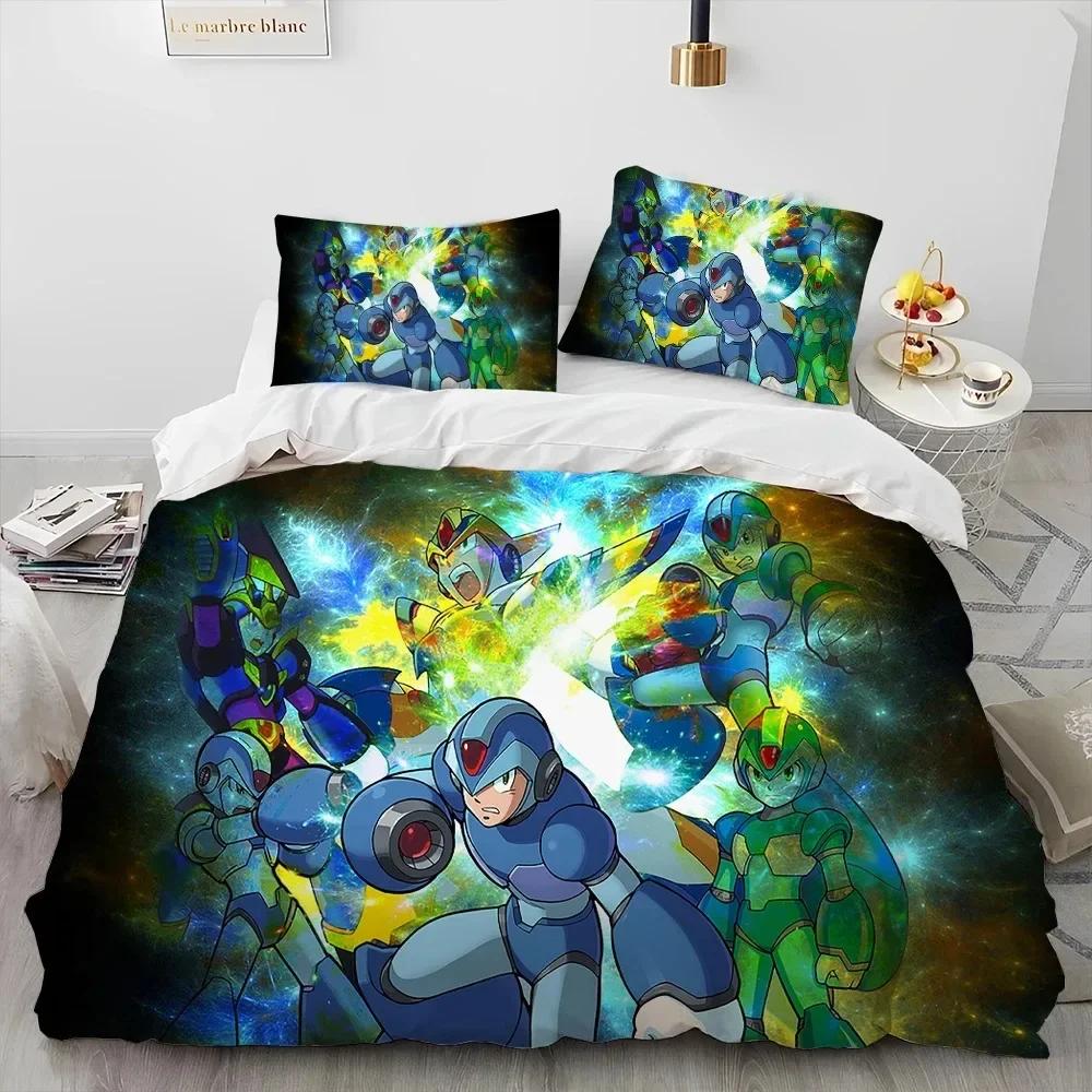 3D Rockman Megaman Game Cartoon Comforter Printed Bed Set Duvet Cover Pillowcase Bedding Set Linen Sheet Quilt Queen King Size