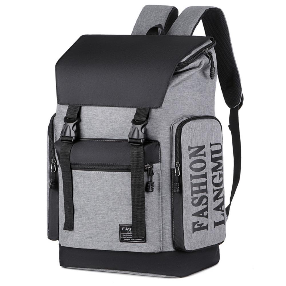 Multifunctional Men Backpack Letter Canvas Rucksack Simple Student Schoolbag Male